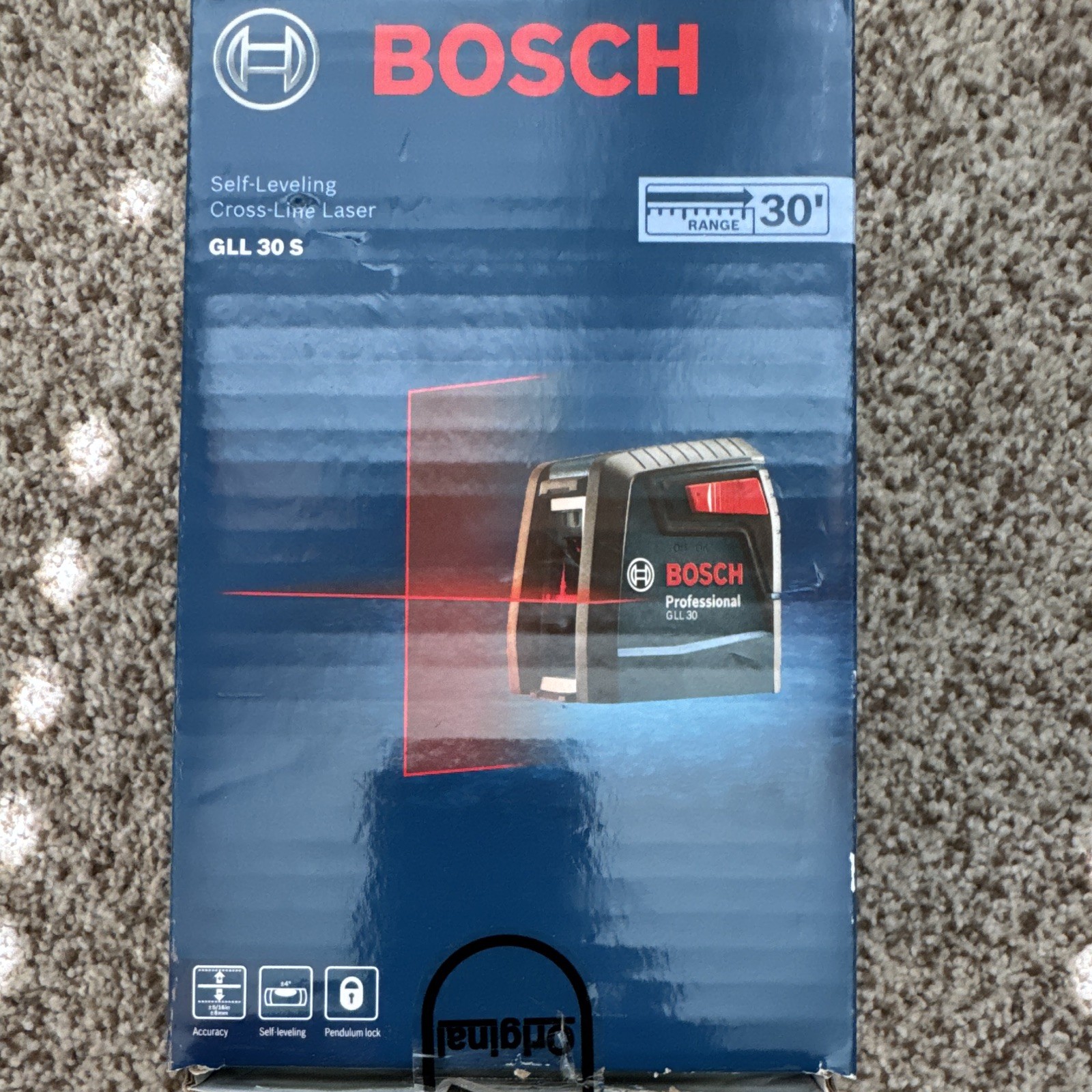Bosch GLL 30 Self-Leveling Cross-Line Laser Level w/ Pouch, Black/Blue/Red