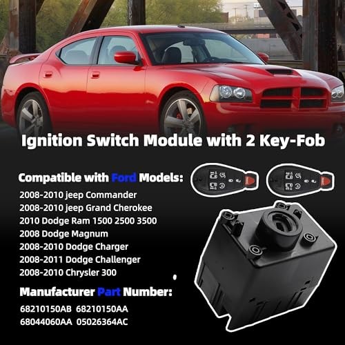 Ignition Switch Module Kit with 2 Keys - Compatible with 2008-2010 68210150AB