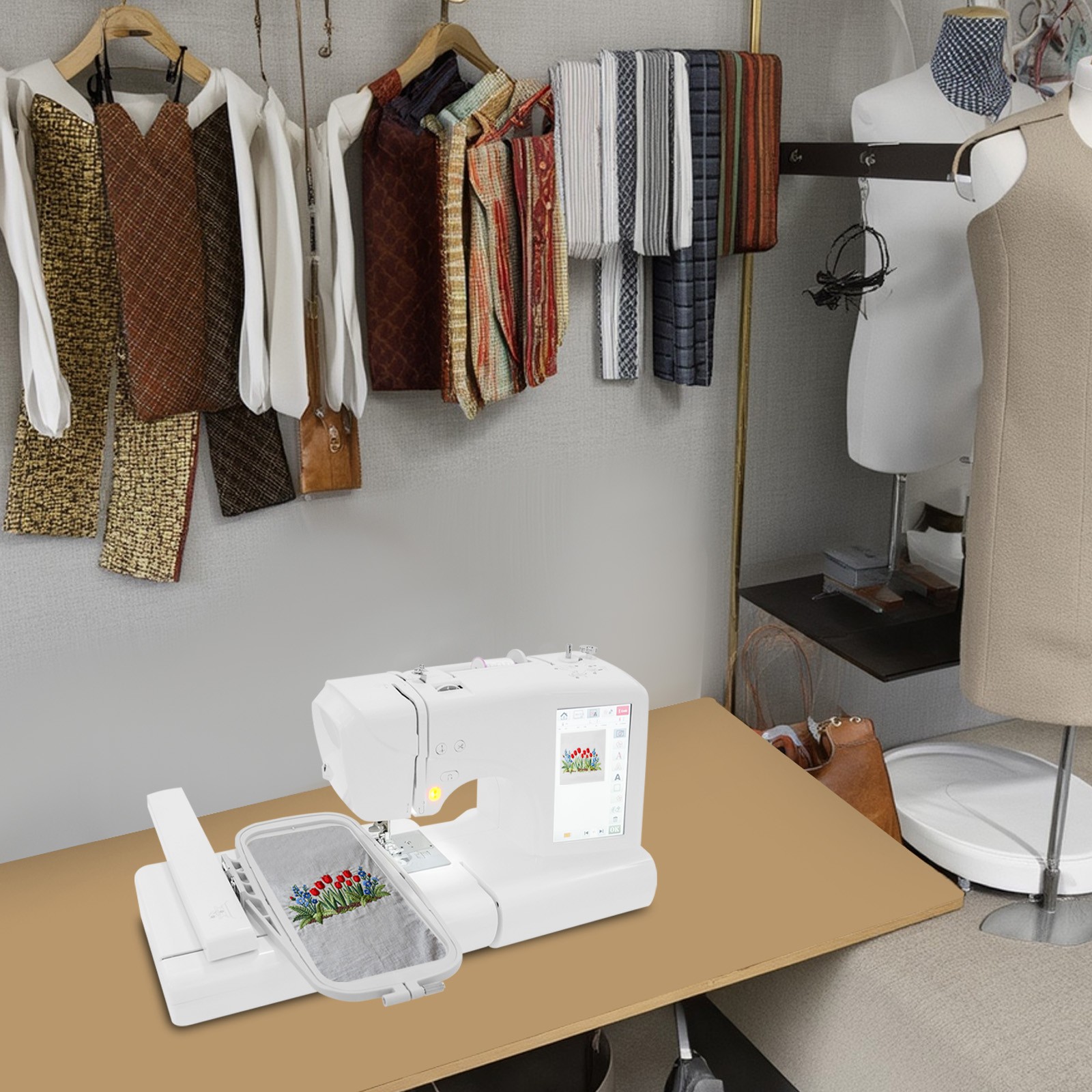 7" Screen Computerized Embroidery&Sewing Machine Automatic Embroidery Machine US