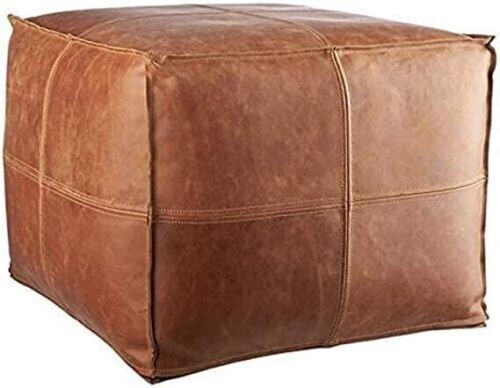 Unstuffed Pouffe Boho Ottoman Footstool Leather Moroccan New Square