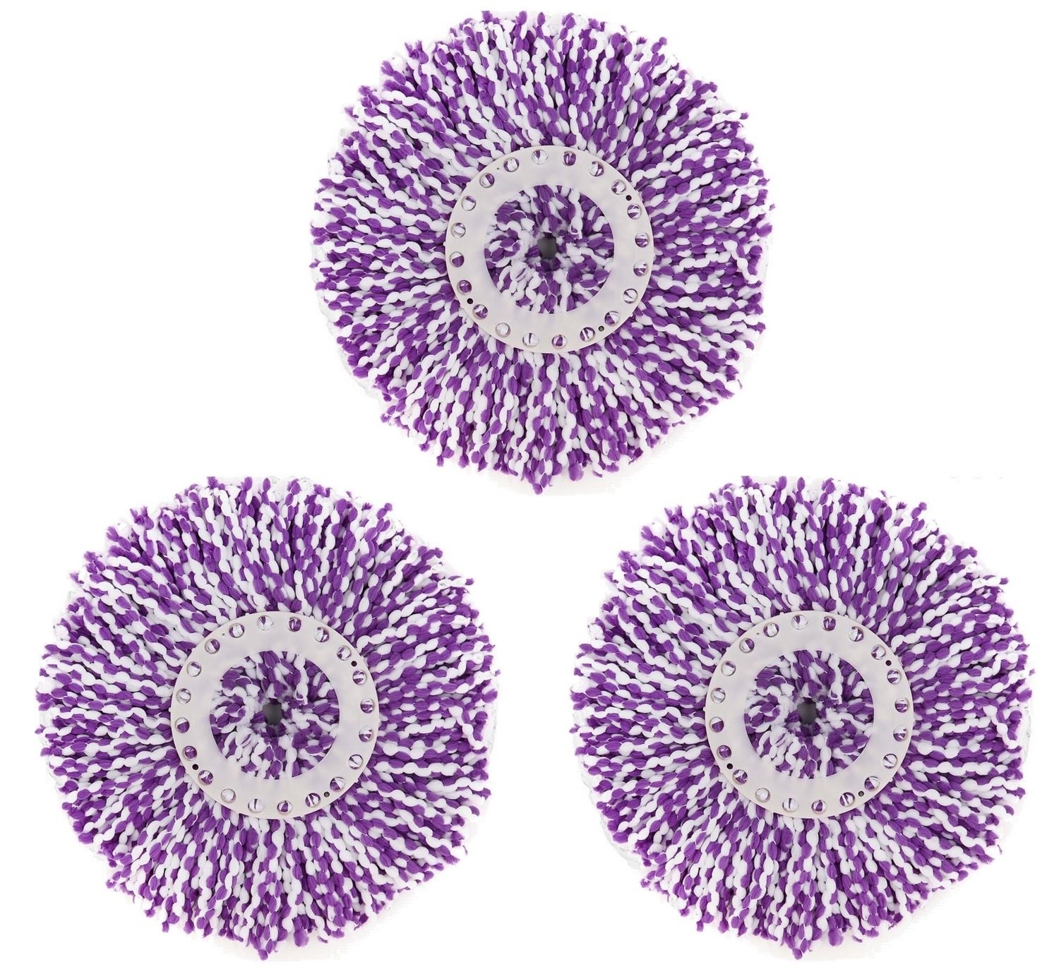 3-Pack Spin Mop Replacement Heads Round Microfiber Standard Size Mop Refills