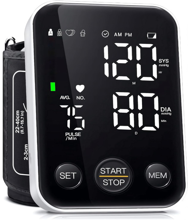 Monitor de Presión Arterial Brazo con Pantalla Grande y Memoria 2 Usuarios