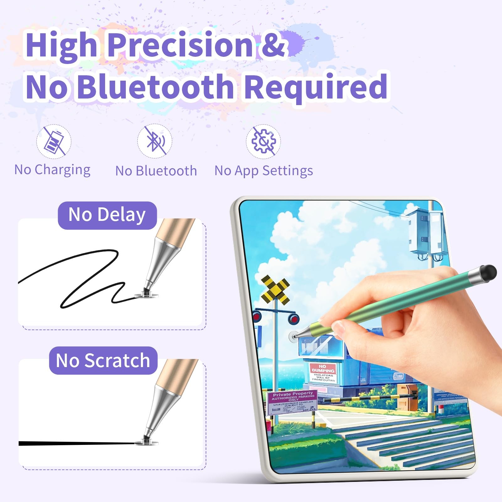 Stylus Pens for Touch Screens, Round Disk Tip Pen Corlorful-3pcs
