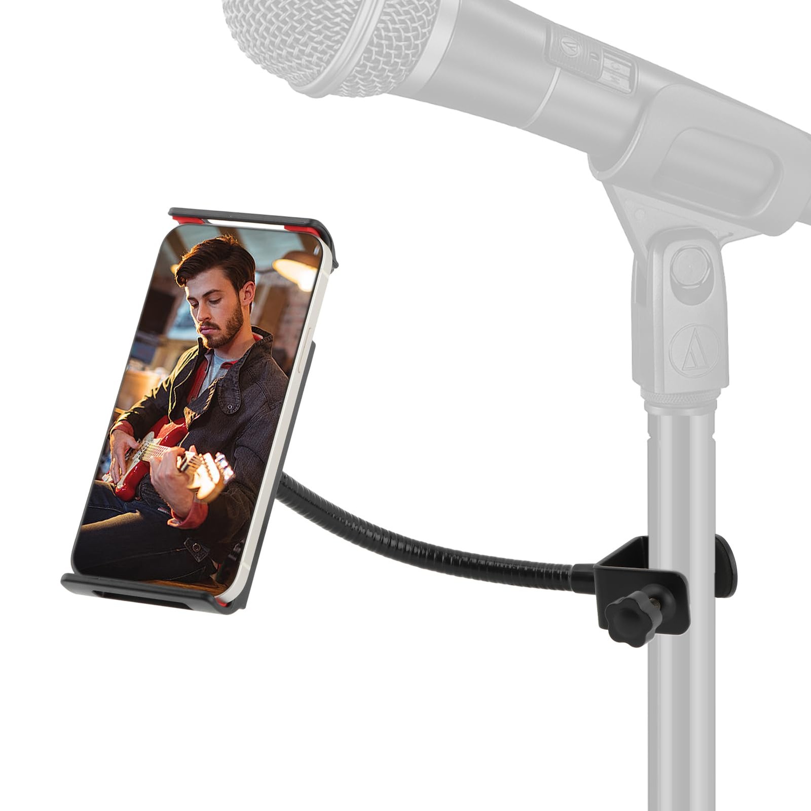 Ranjaner Flexible Phone Holder for Mic Stand, Adjustable Mic Stand Cell Phone...