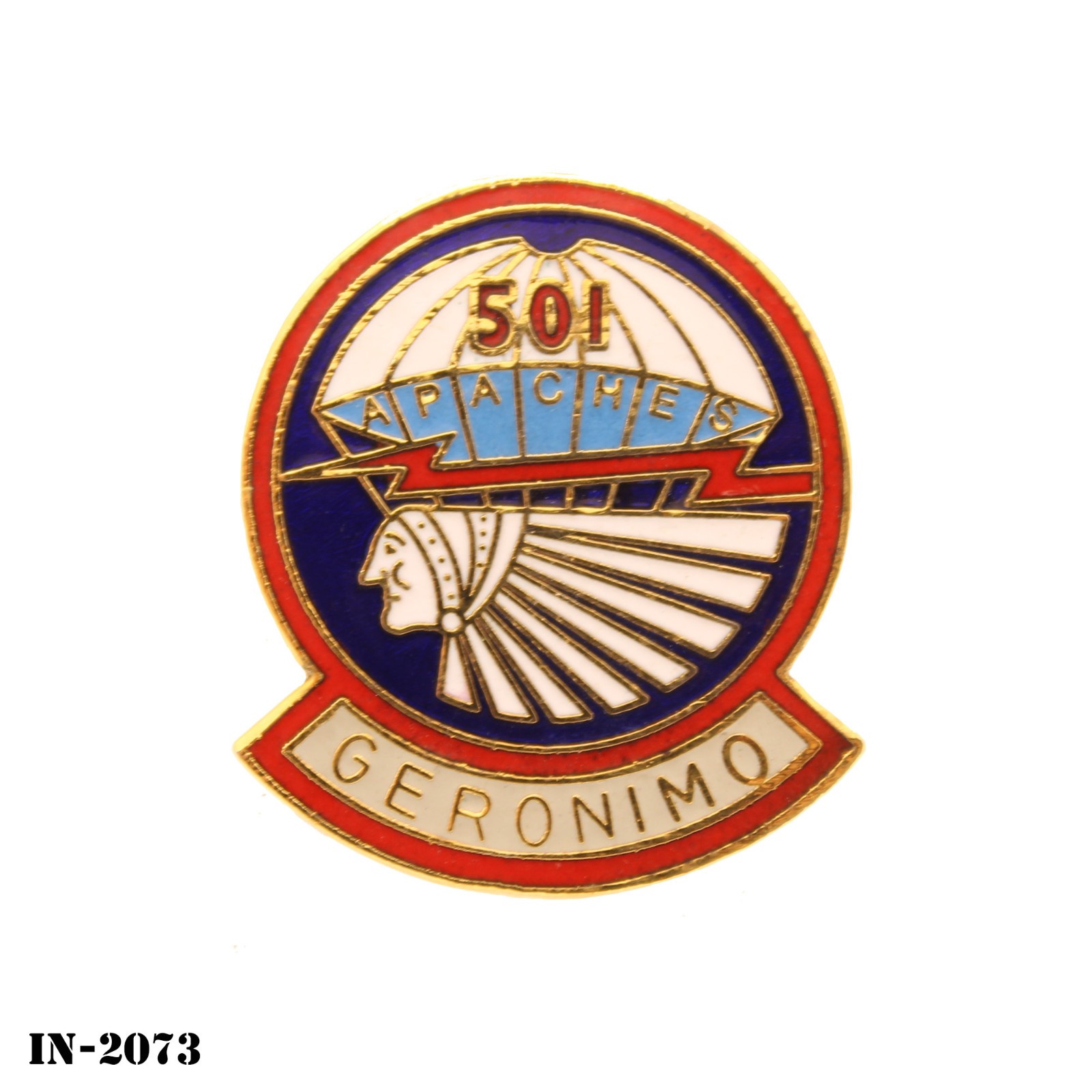US Army Paratroopers 501 Apaches Geronimo Pin  ~ Metal ~ NEW