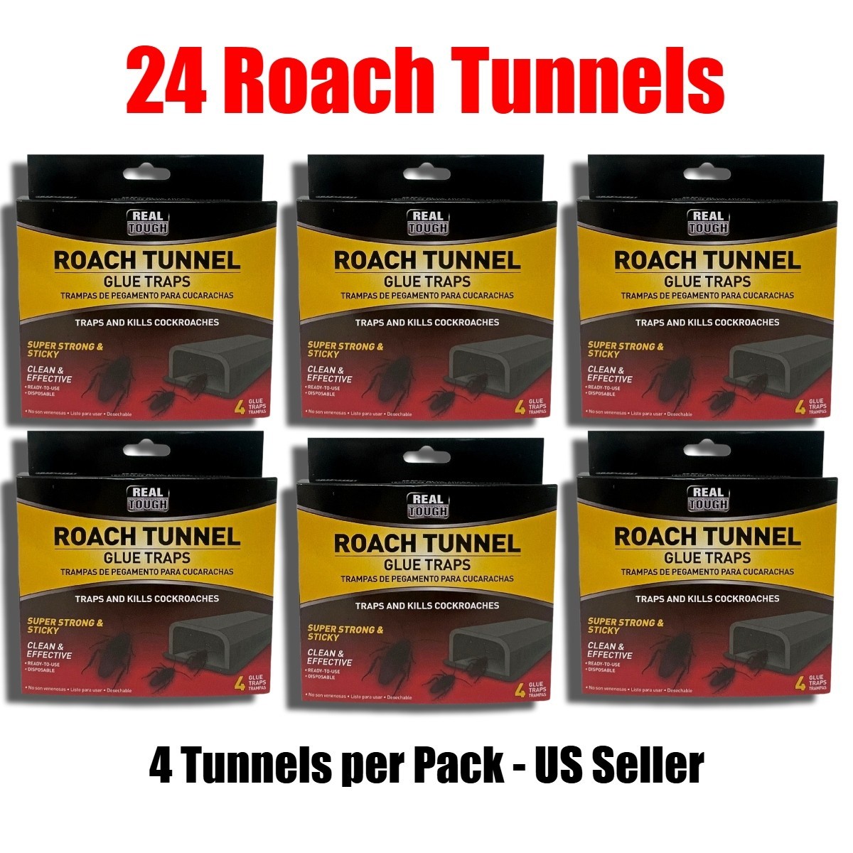 24 Pcs Roach Traps Cockroach Bug Pest Killer Bait Glue Trap Motel Tunnels