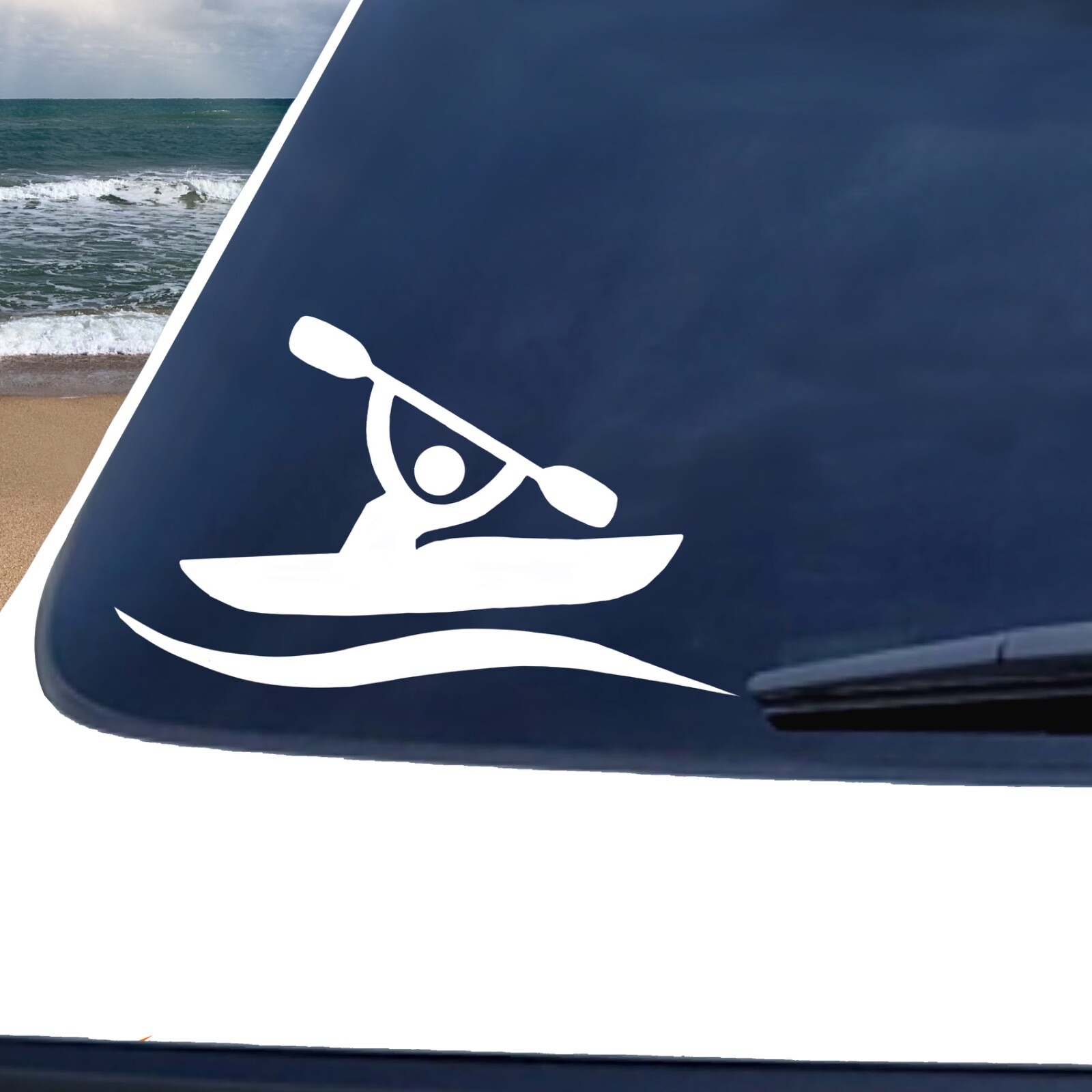 Kayak Decal for your kayak or car window. Whitewater rapids kayak decal sticker.