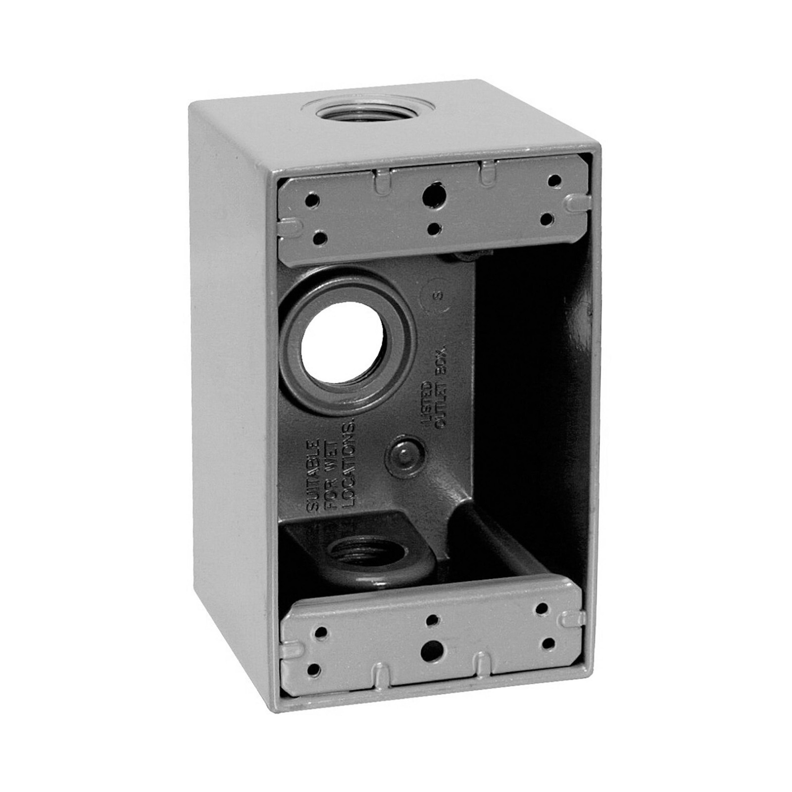 Crouse-Hinds TP7078 1-Gang 3-Hole 2-5/8" Depth 3/4" Weatherproof Outlet Box