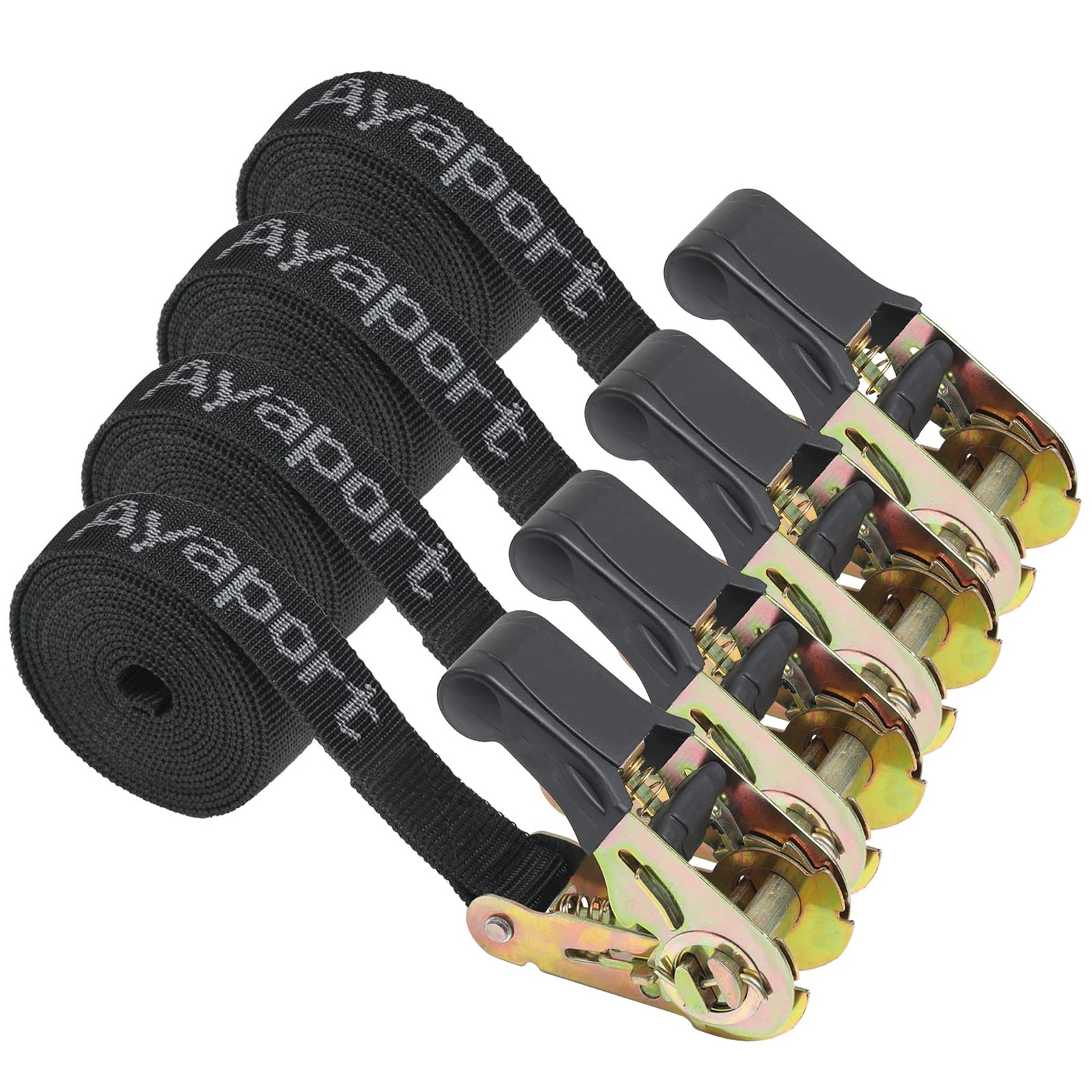 Ayaport Endless Ratchet Strap 1 inch 6 feet 2500LBS 6'x1"-4pcs-Alloy, Black