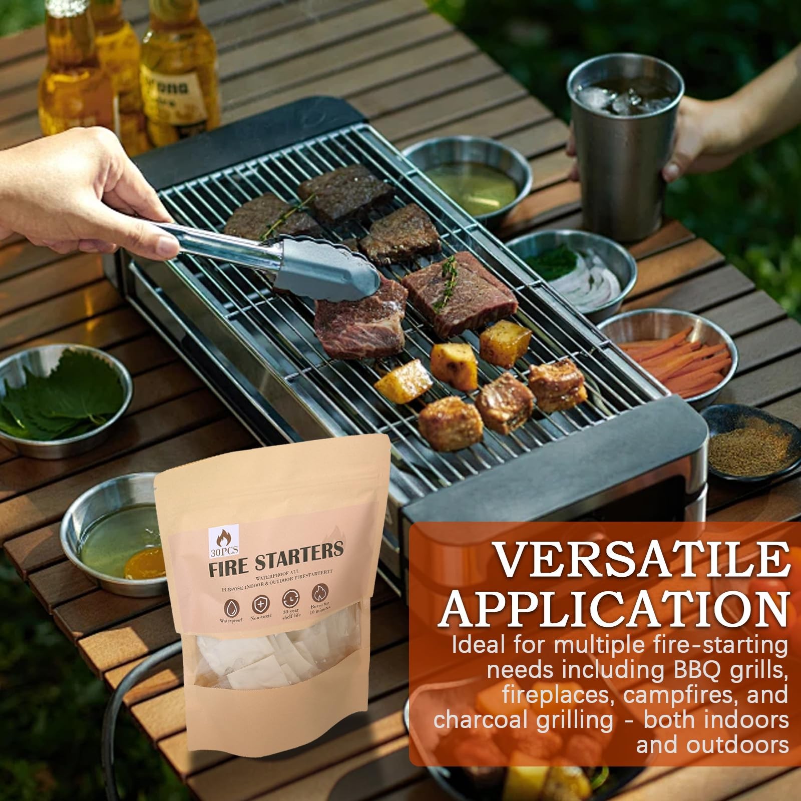 Raneped Waterproof Fire Starters for Campfires & Fireplace 30 Pcs/Bag