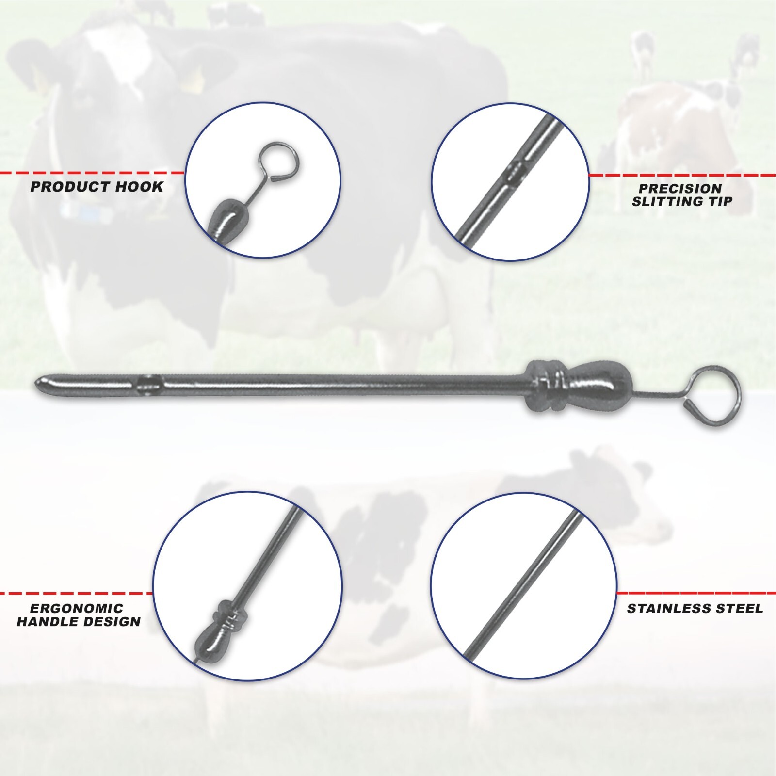 Teat Instruments for Dairy Cows Enhances Milk Flow Milking Tube S.S 4.25"