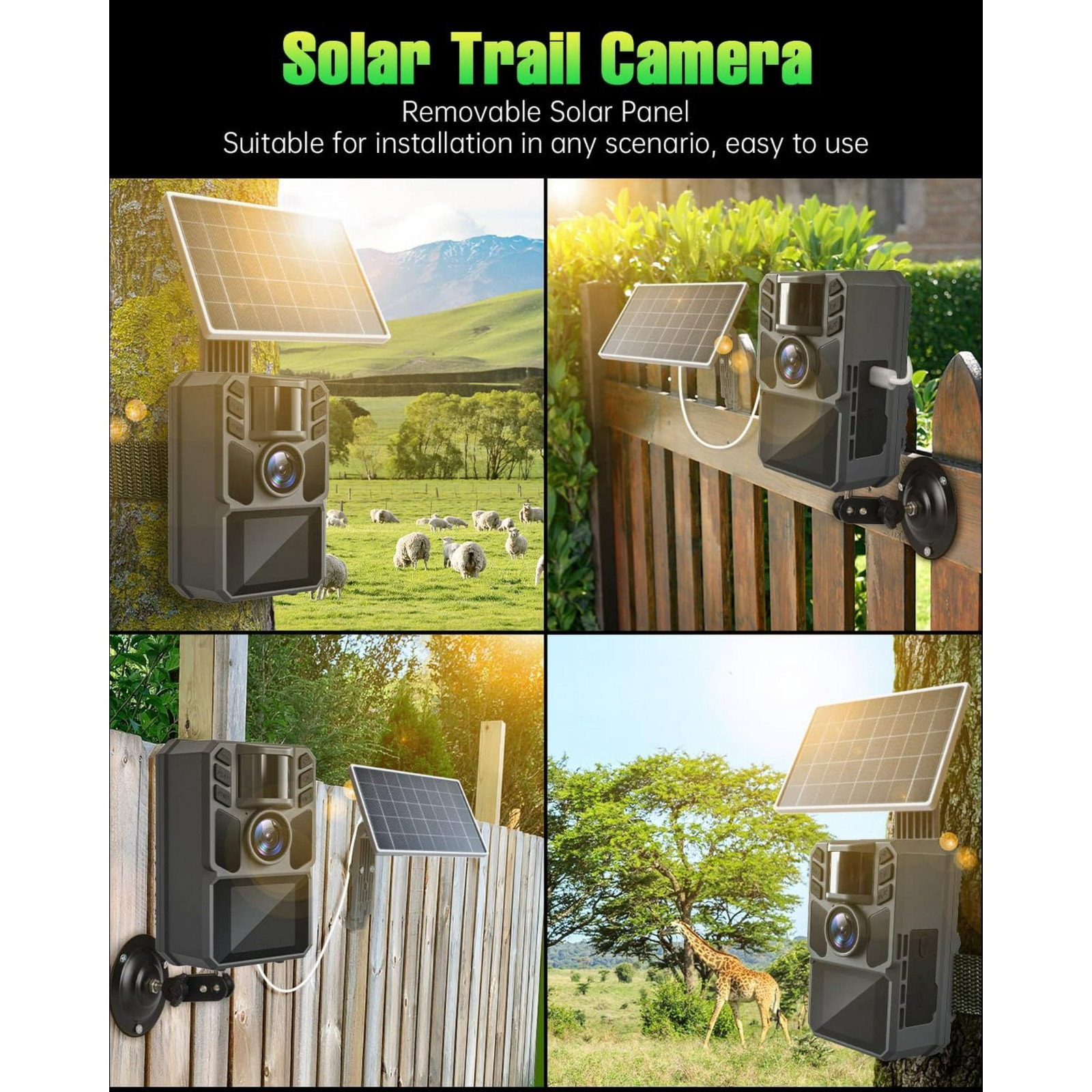 Solar Trail Camera 4K 64MP Game Camera Waterproof with 64GB Card