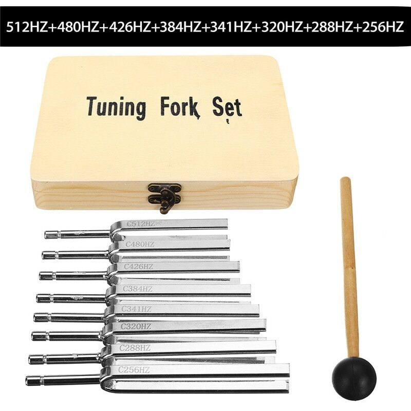 8Pcs 256-512HZ Steel Tuning Fork Set Health Physics Vibration Medical Diagnostic