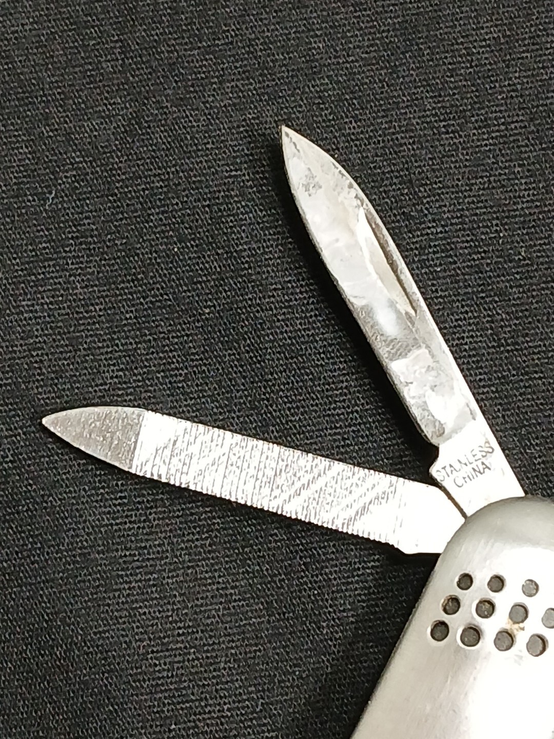 Pocket knife 3 multi-tool scissors, nail file, blade w keychain loop/A2