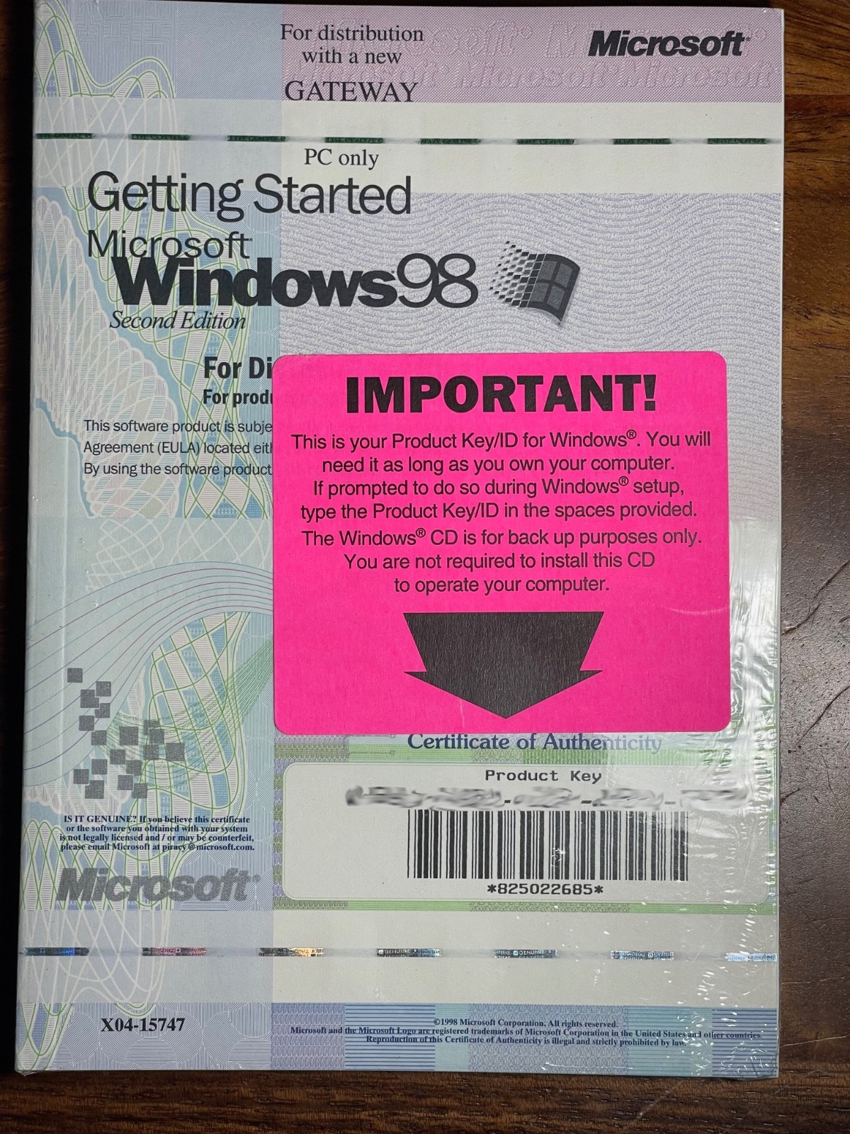Windows 98 Second Edition Gateway OEM Sealed COA Vintage New