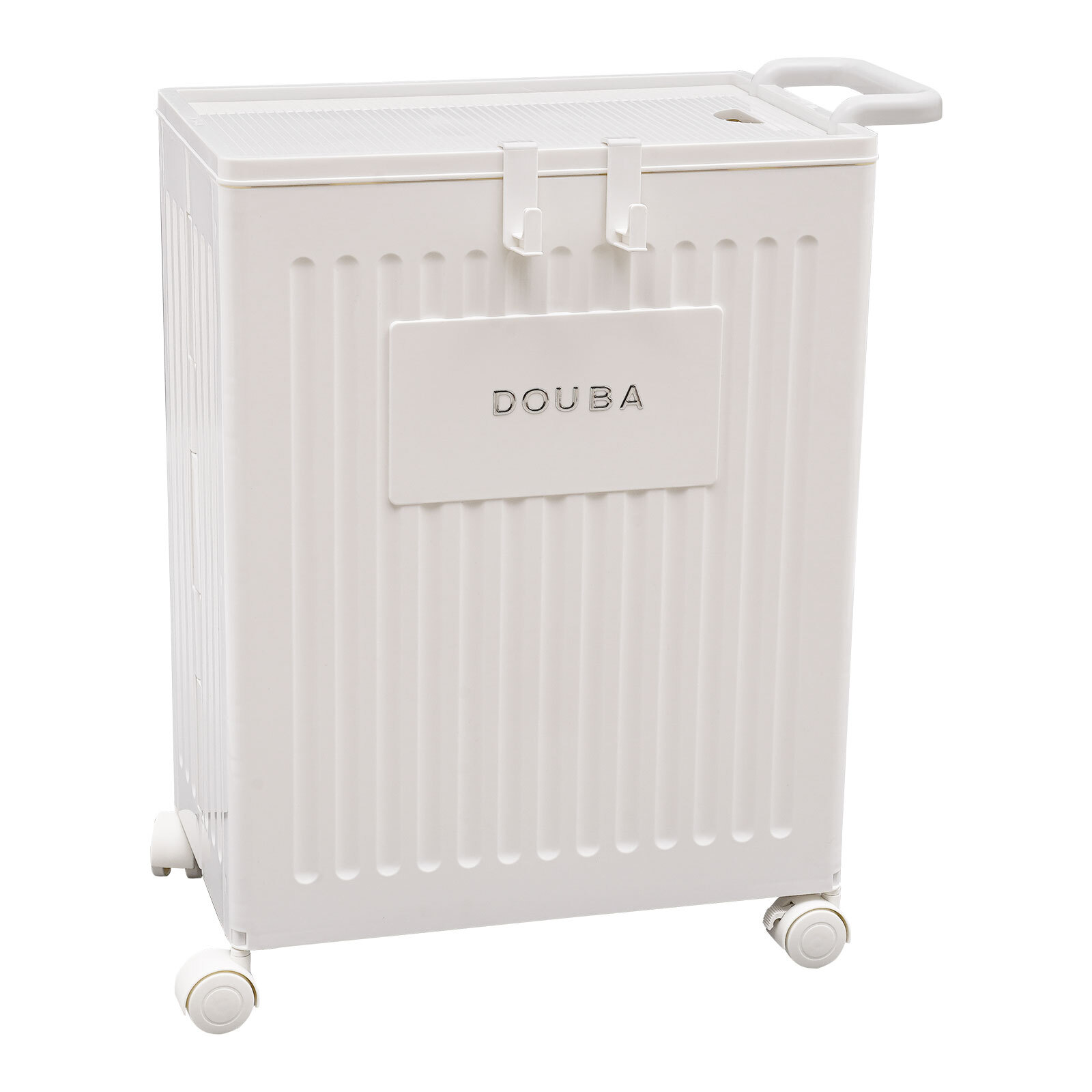 PP Removable Storage Cabinet with Wheels Foldable Storage Box White 39*25*52.5cm