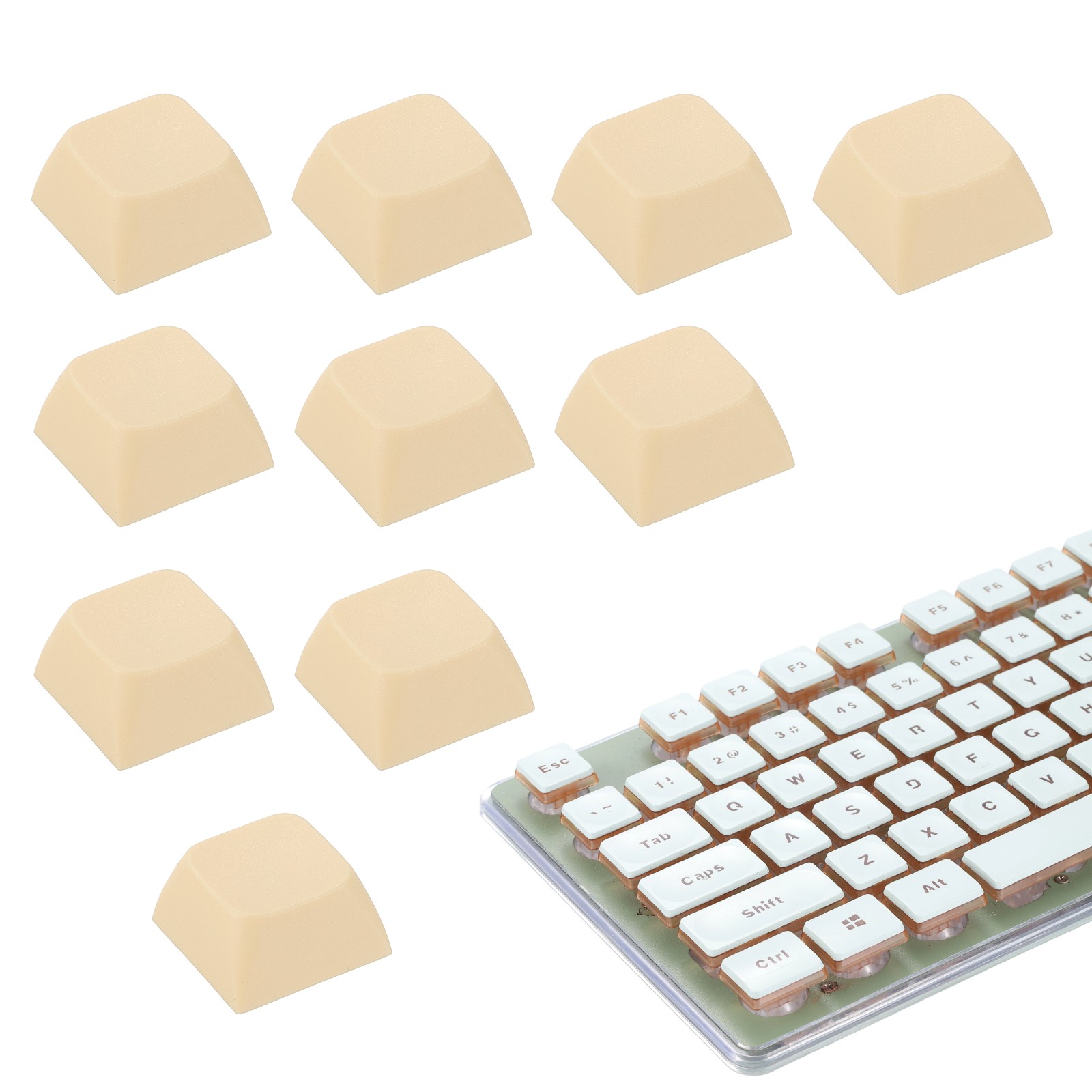 10Pcs XDA Profile Keycap Set PBT Mechanical Numeric Keypads, Beige