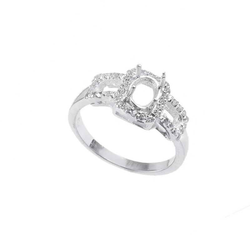 7x5 Oval Shape Semi Mount Ring 925 Sterling Silver Solitaire Accents Women Ring