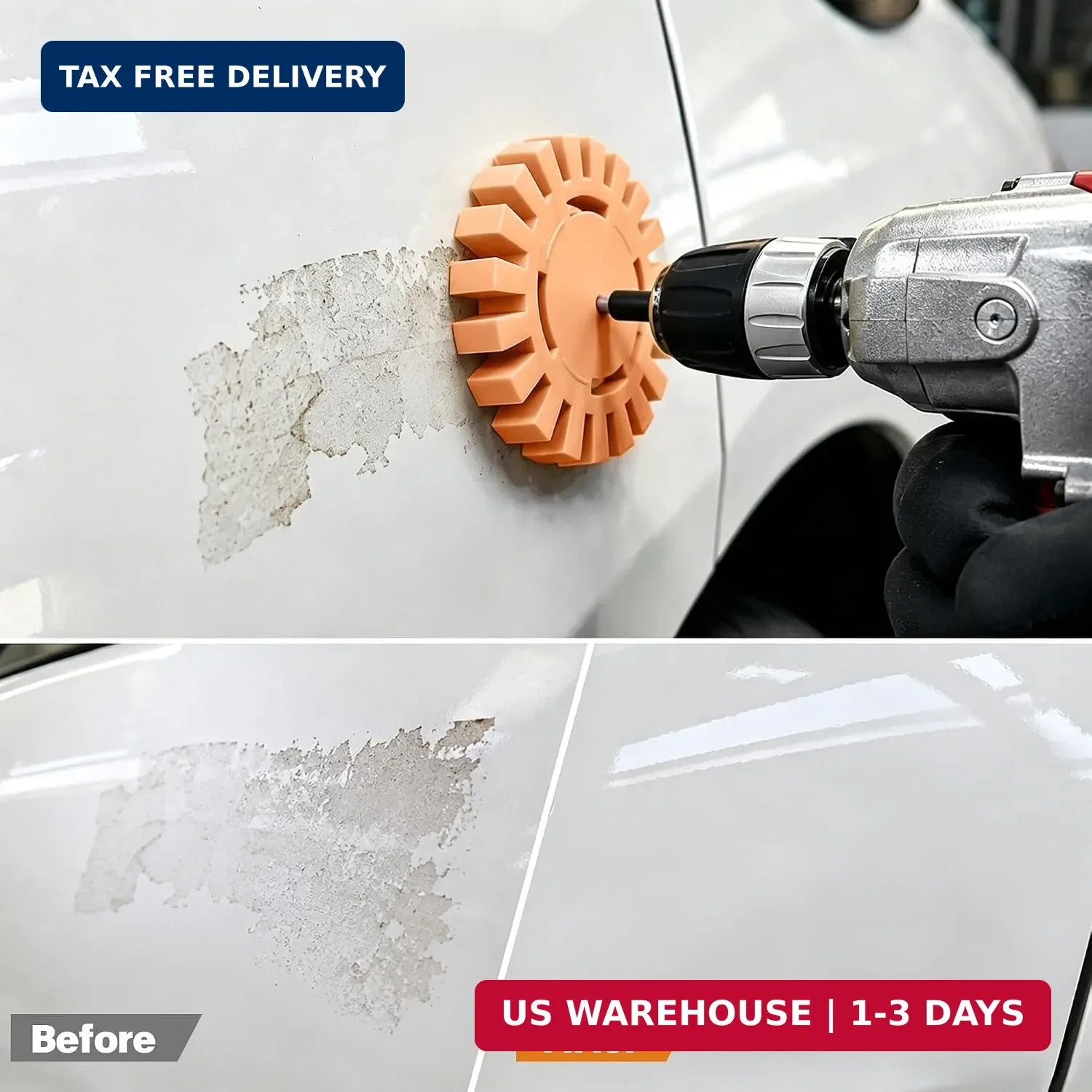 Decal Eraser Wheel Kit, 3 Rubber Removal Wheels with Scraper Drill Adapter for S