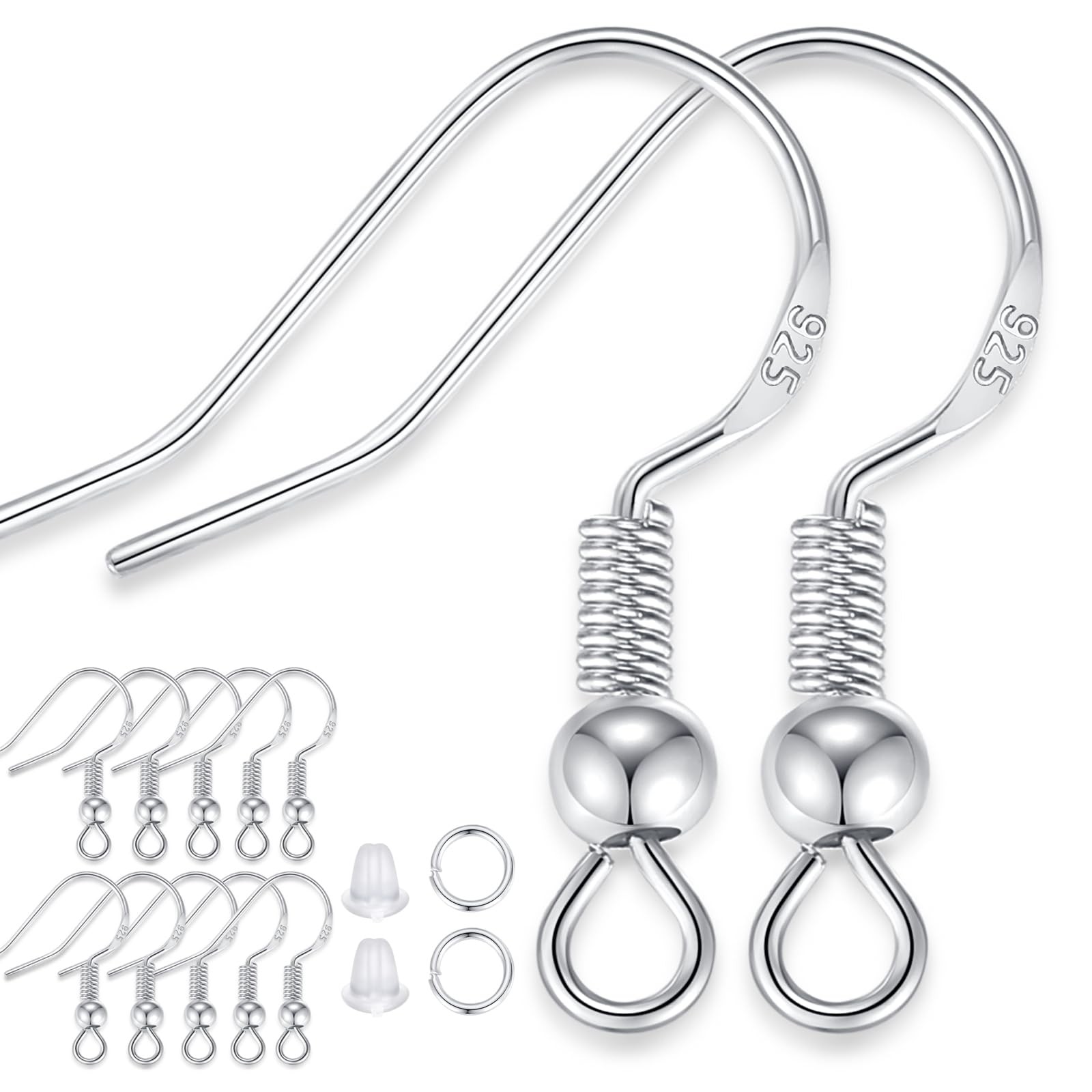 925 Silver Earring Hooks 900pcs Earring Hooks for Jewelry Making Hypoallergen...