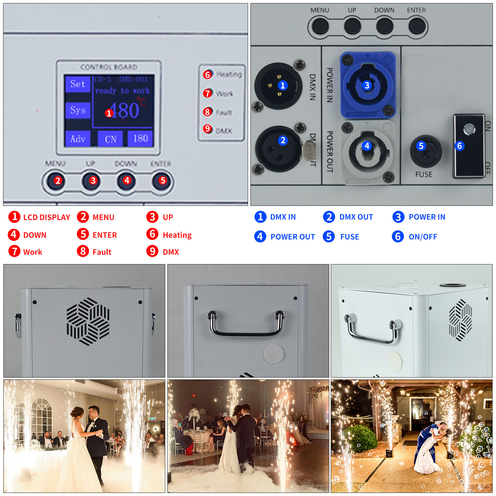 750W Cold Spark Machine Wedding DJ Party Stage Effect Firework Machine