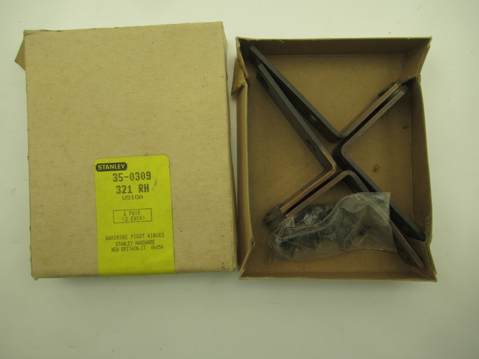 Stanley 321 RH Wardrobe Pivot Hinge 35-0309 Brushed Brass Color