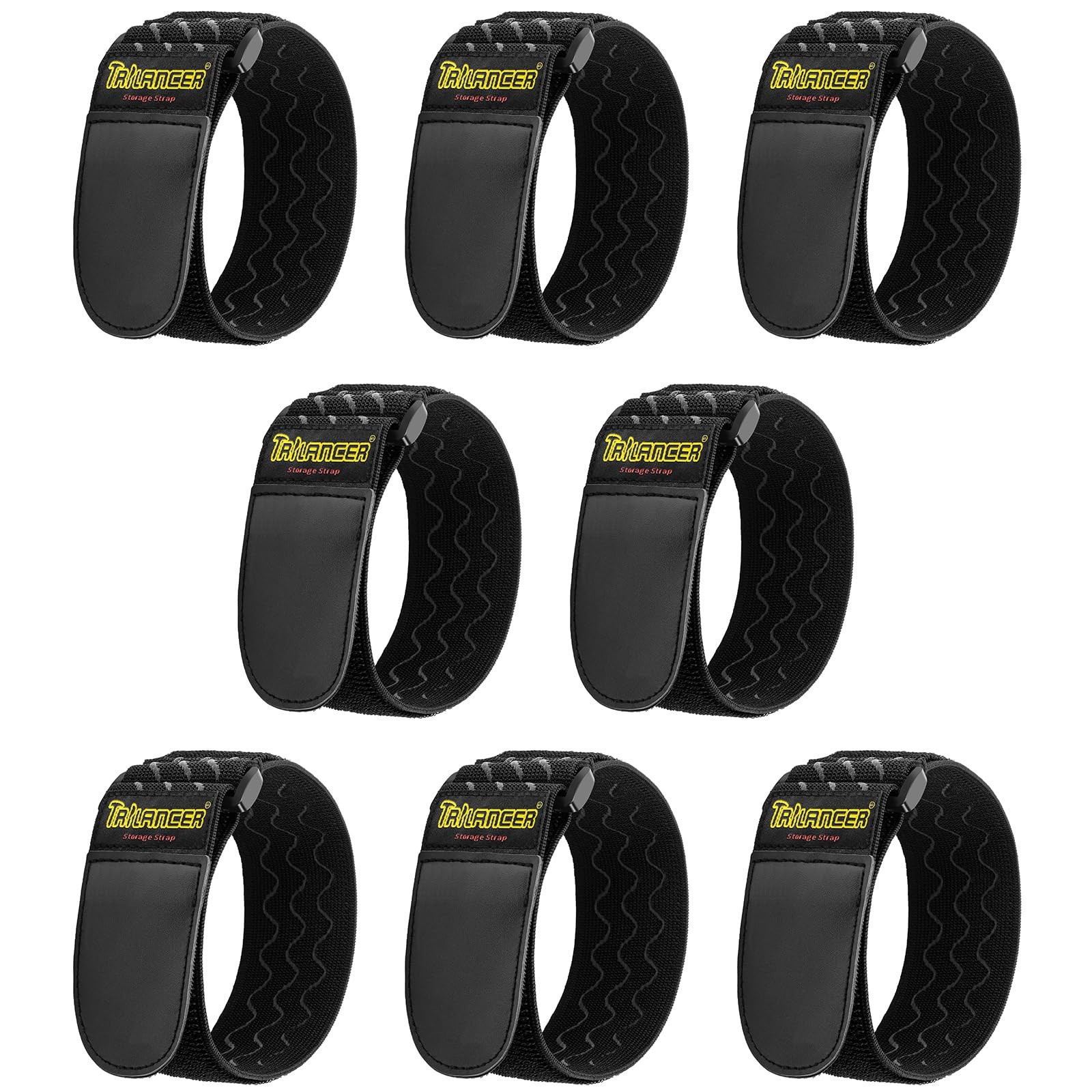 Trilancer Elastic Cinch Straps with Anti-Slip Strips, 12 "x 12"(8 pcs), Black