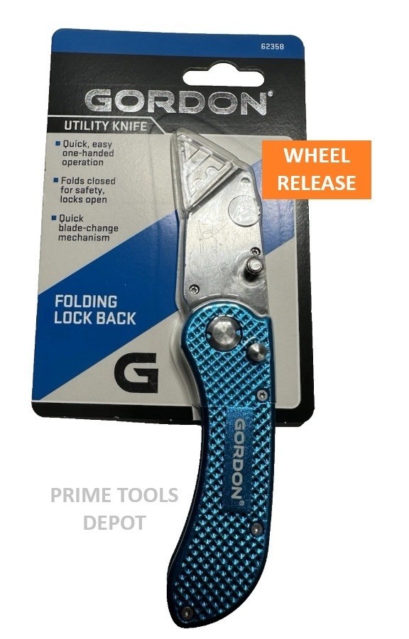 GORDON® Folding Utility Knife | Blue | One-Handed Operation | Quick-Change Blade