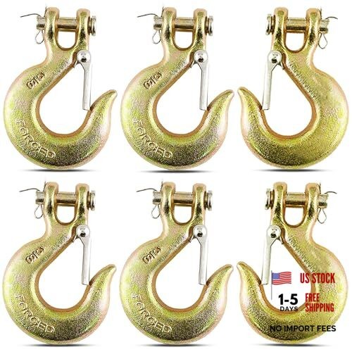 6Pack 3/8'' Heavy Duty Chain Hook, Forged Steel G70 Clevis Grab 6PCS3/8Inch