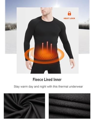 5 Pack Thermal Compression Shirts for Men Long Large 3 Black 1 White 1 Gray
