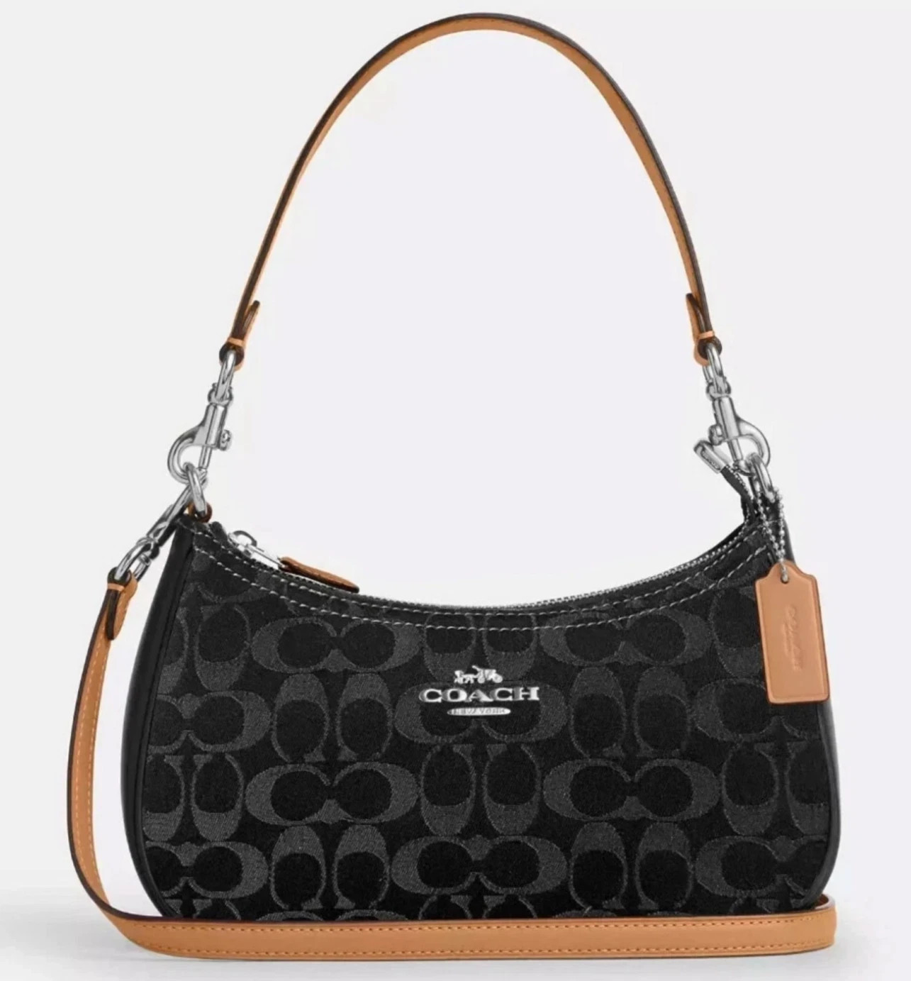 Coach CAF82 Teri Shoulder Bag Signature Denim Natural Black