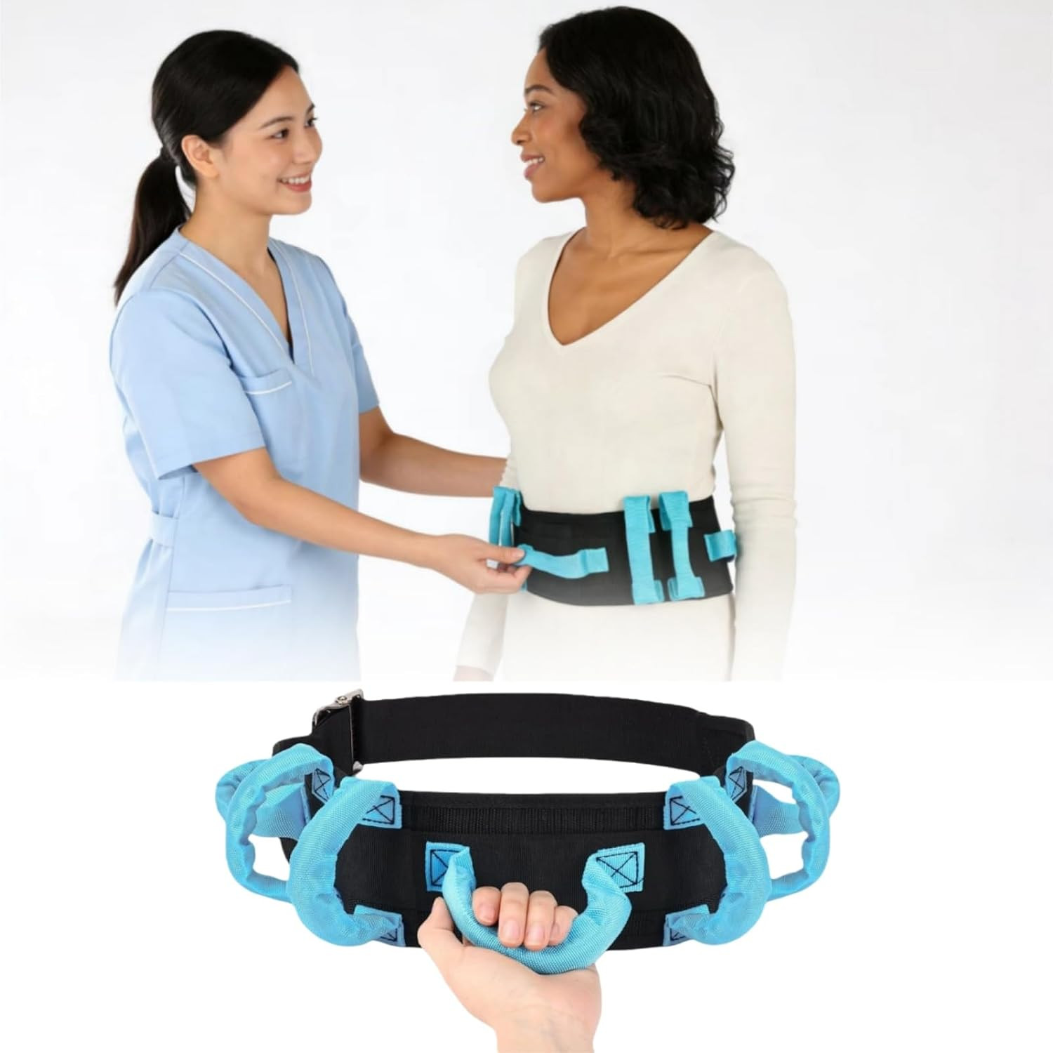 Transfer Gait Belt with 7 Handles,Lift Belts,Gait Belt for Elderly,Disabled,Stan