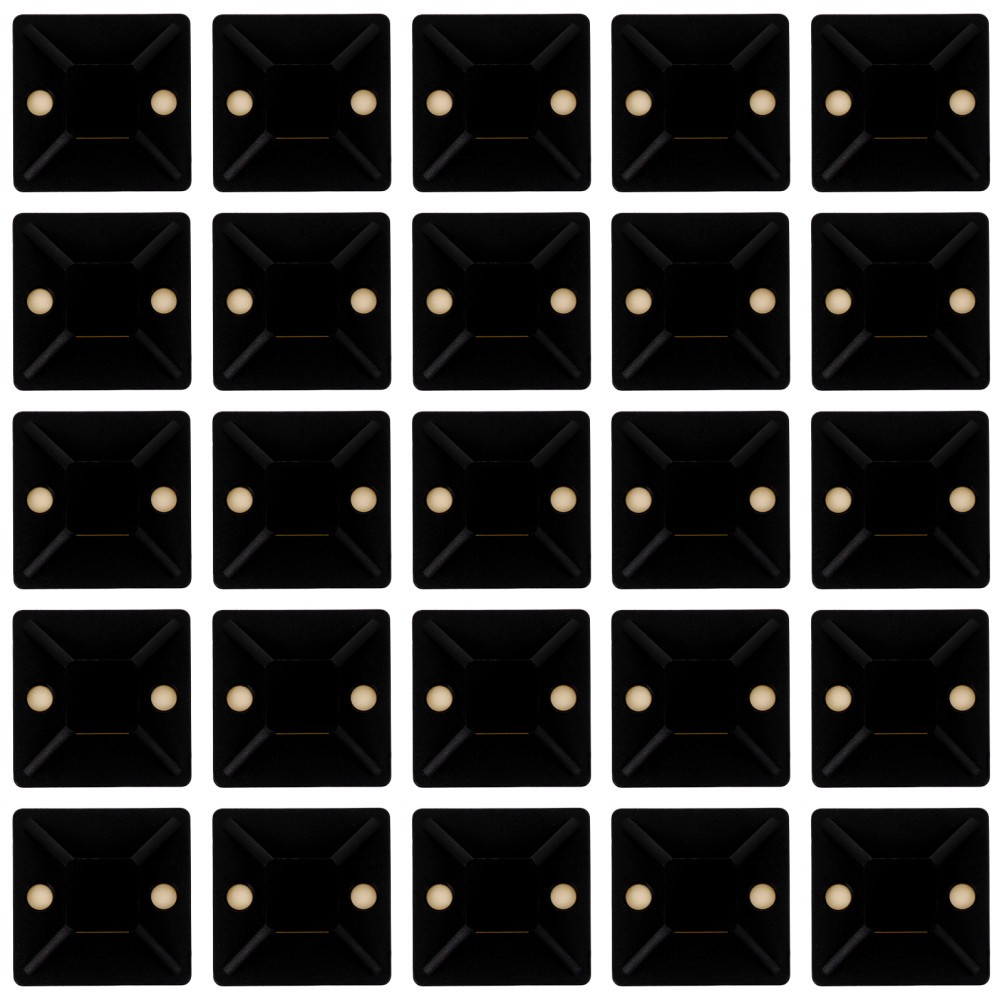 100pcs Square Self-Adhesive Cable Tie Mount Base Wire Cable Organizer (Black)