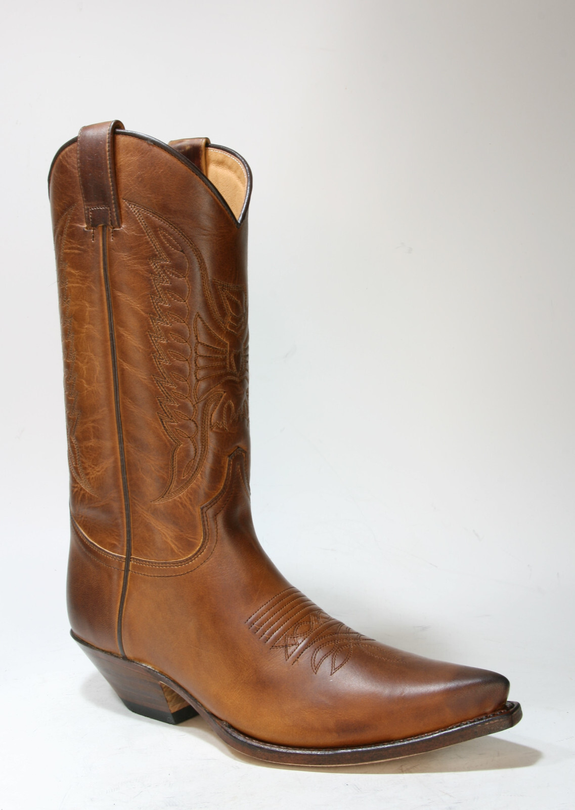 2073 Sendra Boots Cowboy Boots In Vera Pelle Brown Frame Stitched