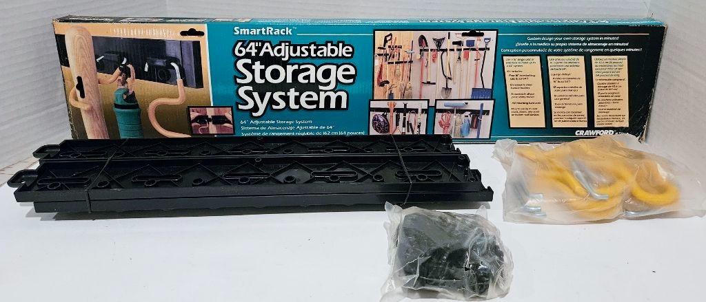 Crawford 64 Inch Adjustable Storage System Model SR64 ~Four Rails & 16 Hooks~NIB