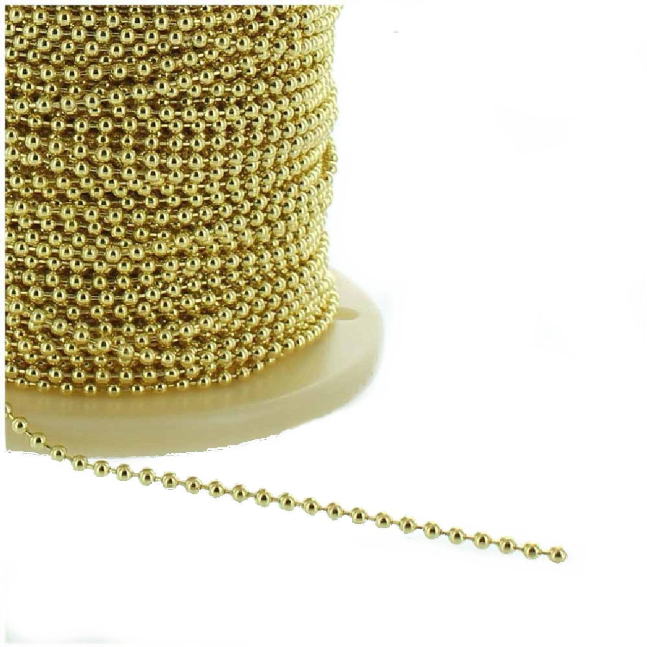 LOT OF 3 FEET BRASS-PLATED 1/8" OD LAMP PART BEADED BALL CHAIN #6    TR-710