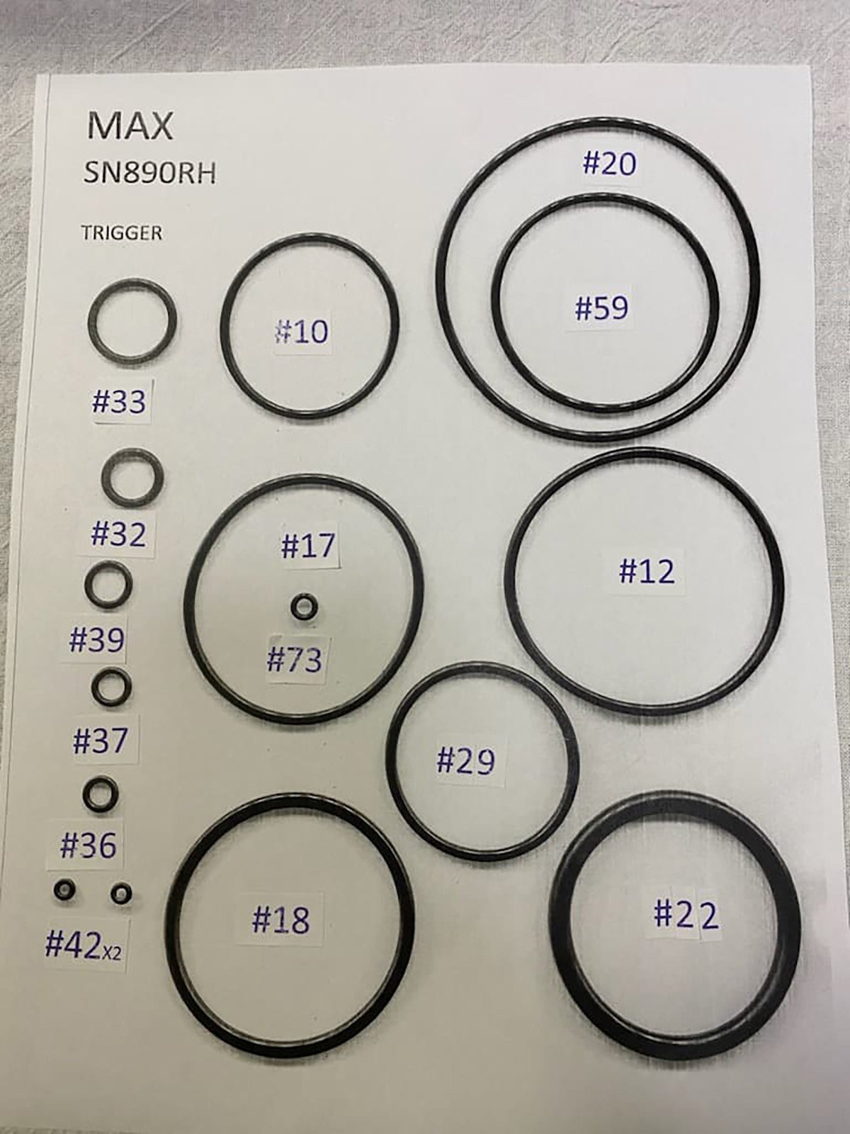 ORD O-RING KIT FITS MAX SN890RH
