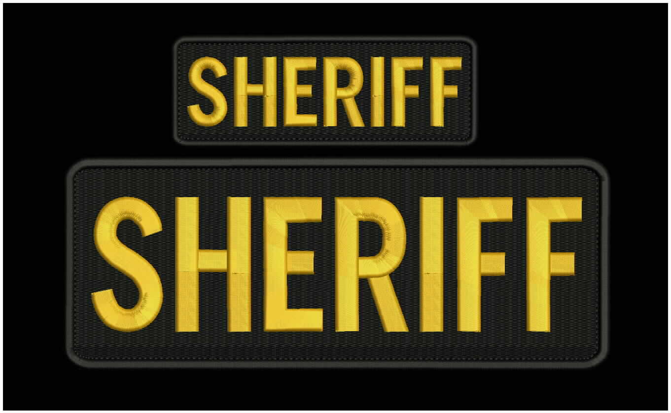 Sheriff embroidery patches 4x10 and 2x5 hook on back gold letters