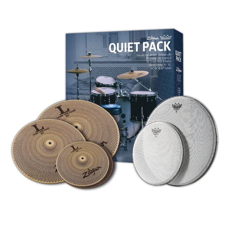 Zildjian LV468RH Low Volume Cymbal Quiet Pack with Remo Silent Stroke Drumheads