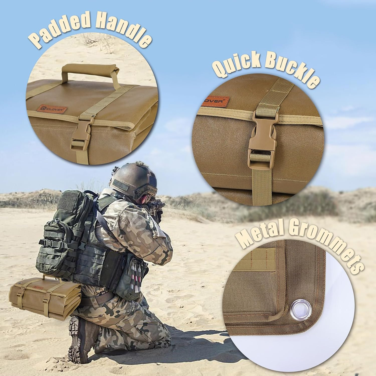Shooting Mat, Tactical Prone Padded Shooting Mats, with 2 Pockets & Molle Webbin