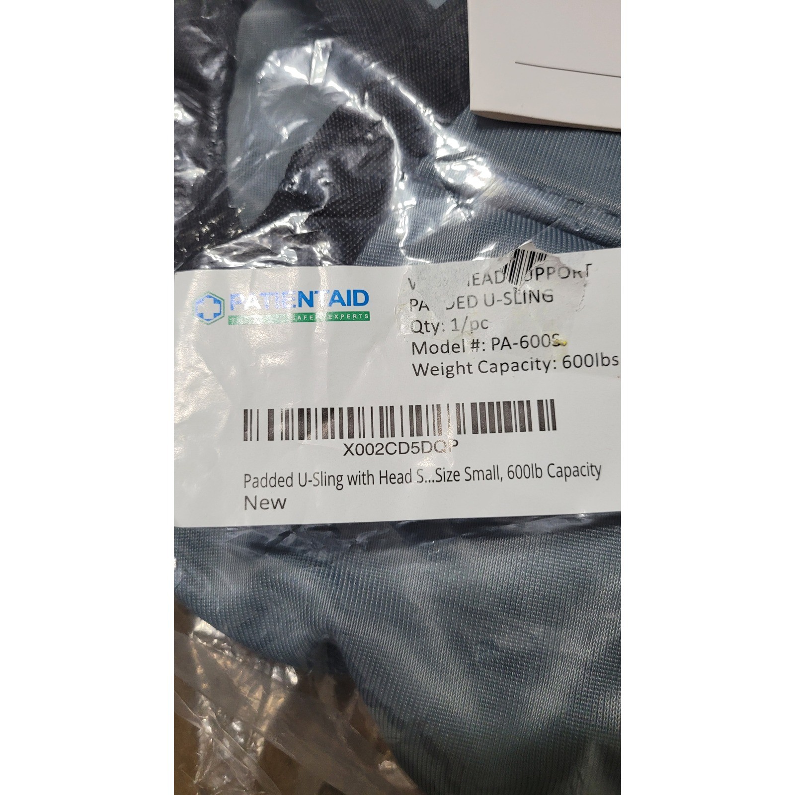 Patient Aid Padded U-Sling with Head Support Small 600lb Capacity PA-600S Blue
