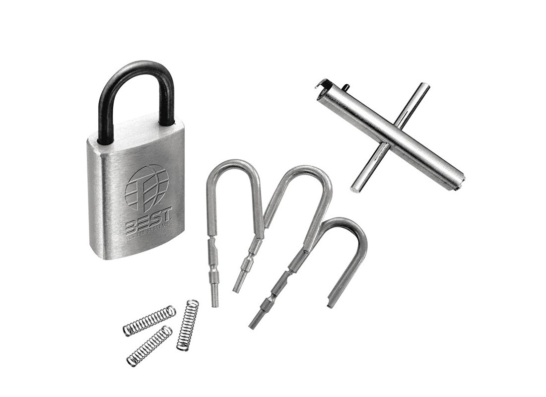 Brass 1/4" Diameter Padlock 7 Pin 1-1/2" Shackle Non Key Retained Frangible Sh