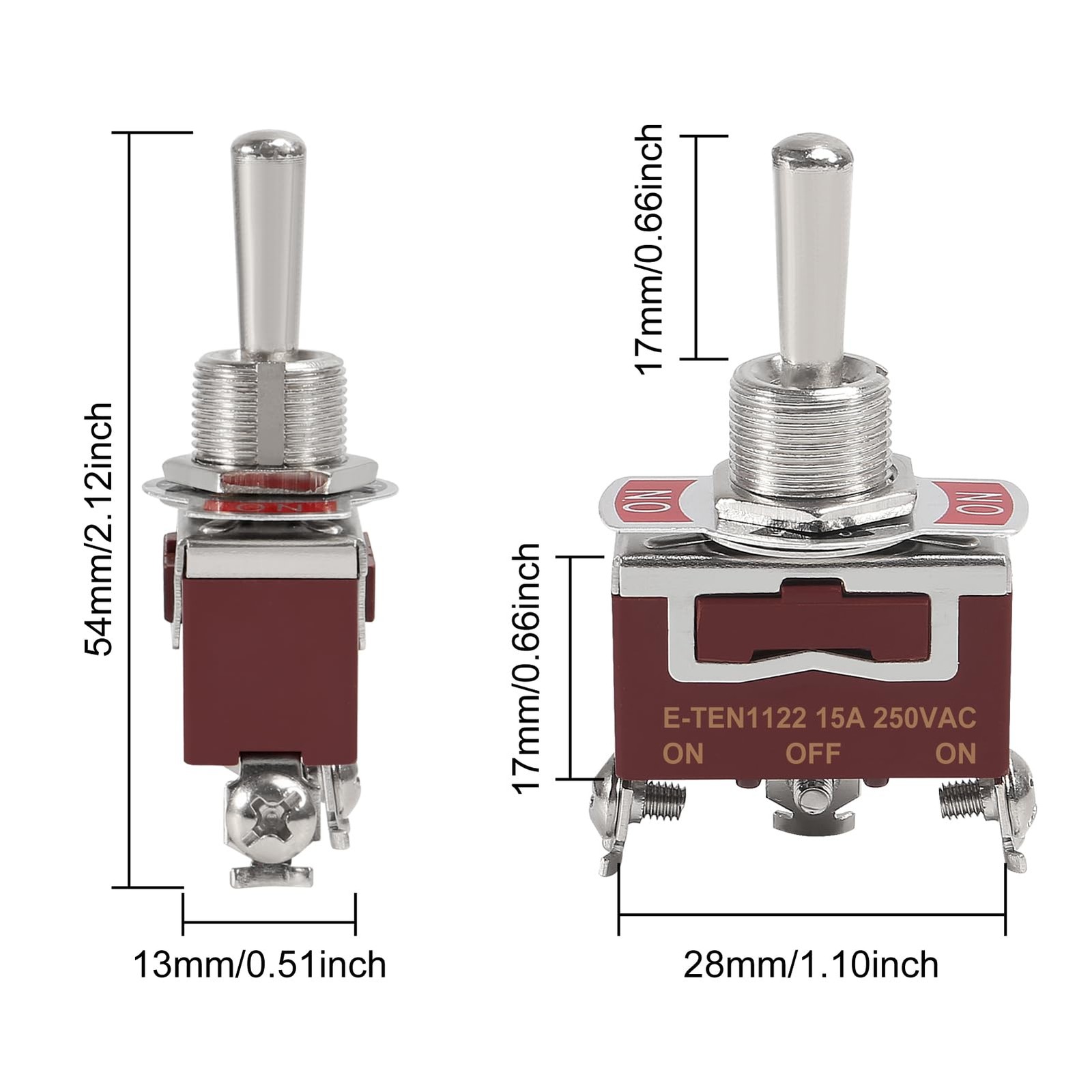 Waterproof Toggle Switch 12V Marine ON Off ON 3 Pin 3 Position SPDT 12 Volt D...