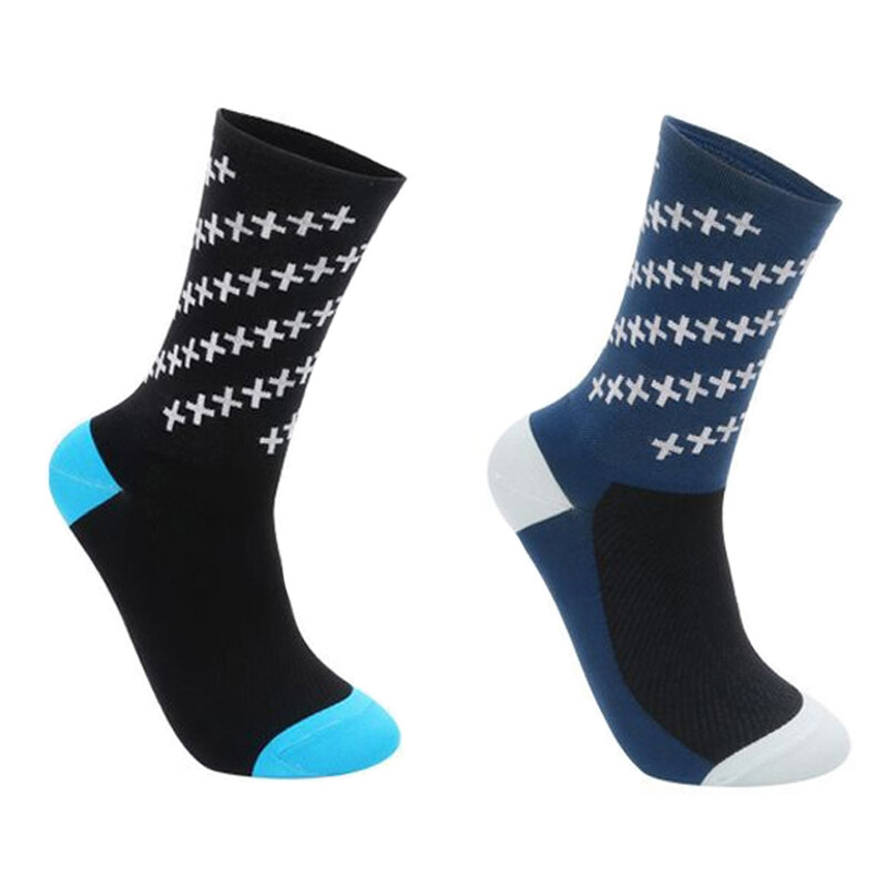 2 Pairs Cycling Socks Pro Road Bicycle Riding Bike Sports Ankle Socks Black Blue