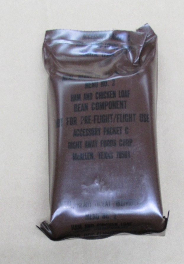 Genuine Vintage US Military 1980s Desert Storm Brown Bag MRE Ham & Chicken Loaf