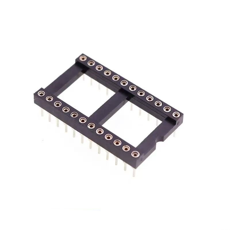 10PCS IC Sockets DIP-24 Machined Round Contact Pins Holes 2.54mm DIP24 wide body