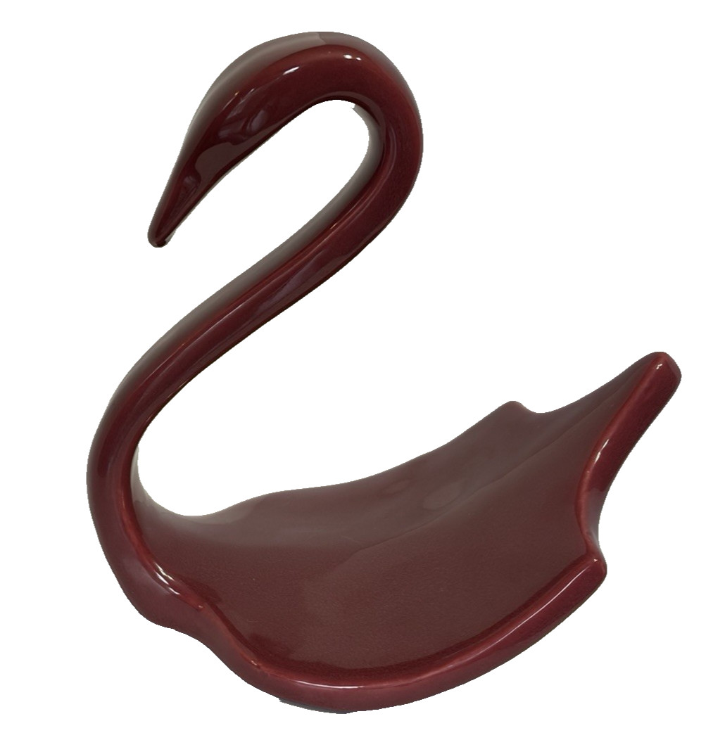Vintage Ceramic Swan Bathroom Towel Washcloth Holder Red Burgundy Wine MCM