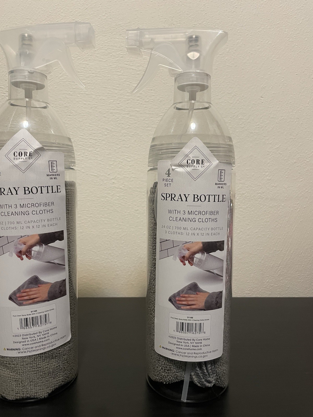 2 Pc Spray Bottle + Microfiber Cleaning Cloth Set