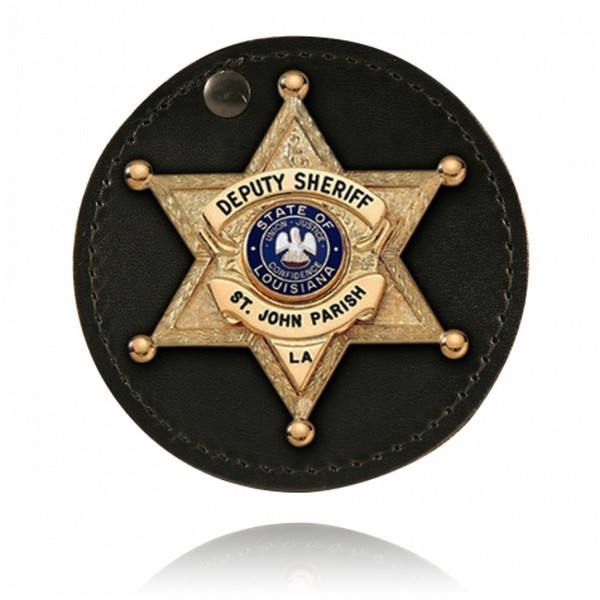Model 5889 3.75" Circle Badge Holder, Hook & Loop Closure, Black, Plain