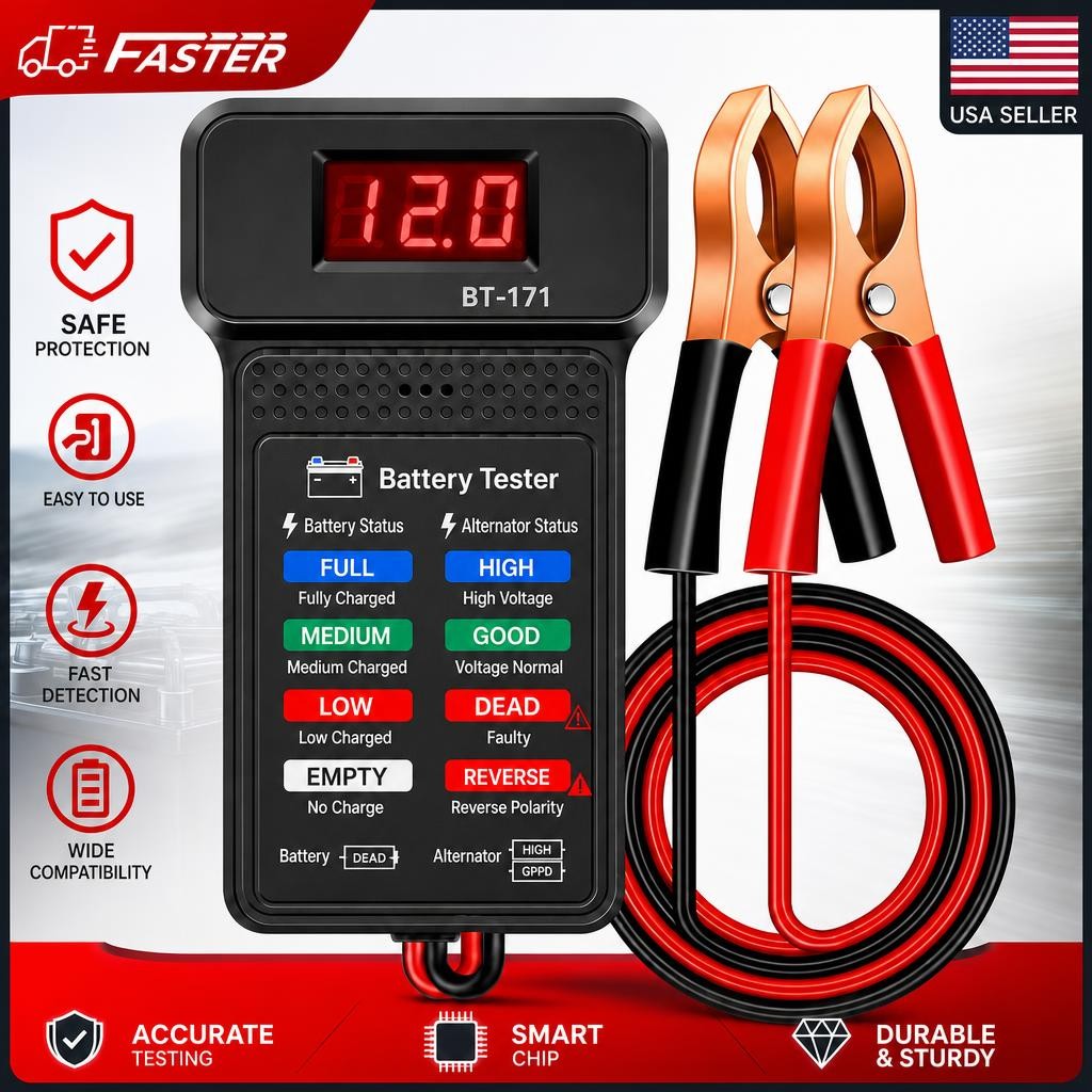 12V Car Battery Tester Digital Analyzer Car UTV Battery Load Cranking Tester